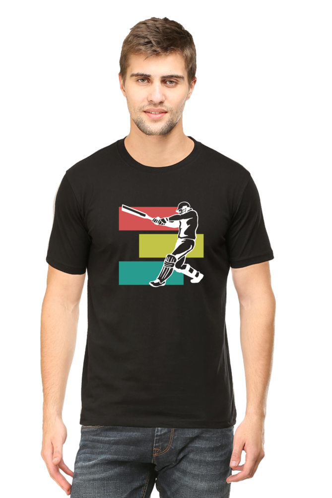 Cricket Pull Shot Round Neck Half Sleeve T-shirt