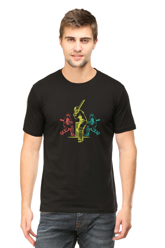 Cricket Elegant Shots Round Neck Half Sleeve T-shirt