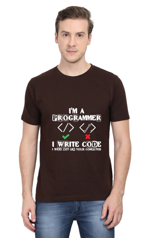 I Am A Programmer Will Not Fix Computer Round Neck Half Sleeve T-shirt