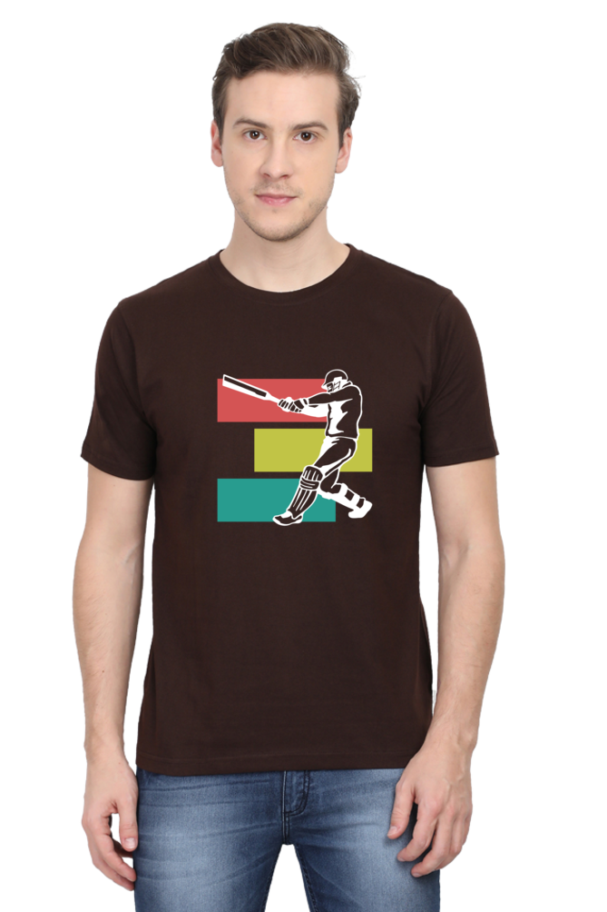 Cricket Pull Shot Round Neck Half Sleeve T-shirt