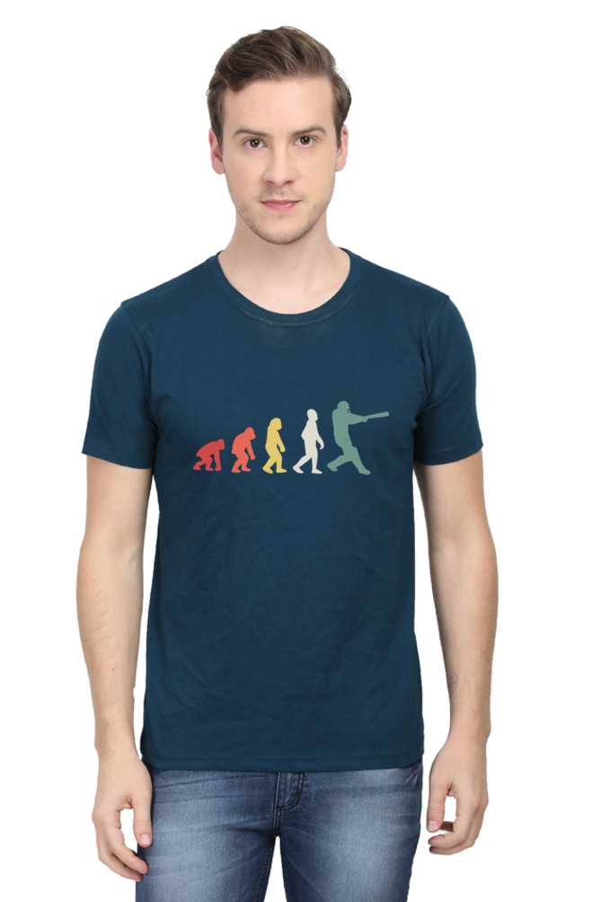 Human Evolution Pull Round Neck Half Sleeve T-shirt