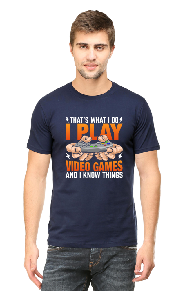 I Play Video Games Round Neck Half Sleeve T-shirt