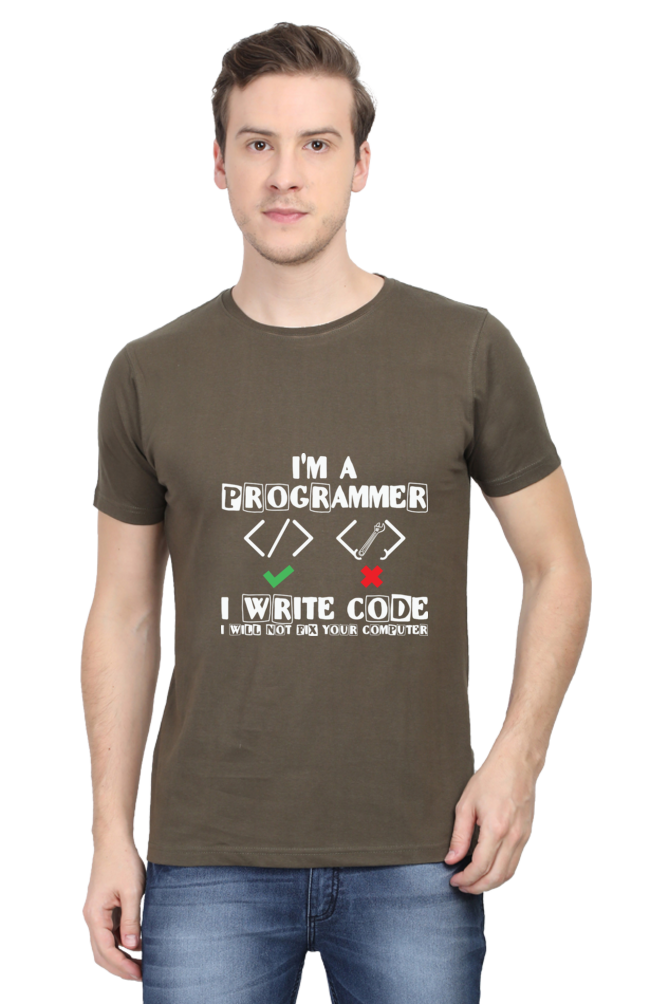 I Am A Programmer Will Not Fix Computer Round Neck Half Sleeve T-shirt